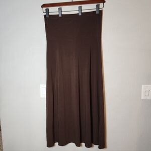 Lane Bryant Pull On Brown Maxi Skirt Size 14/16 XL 1X Stretchy